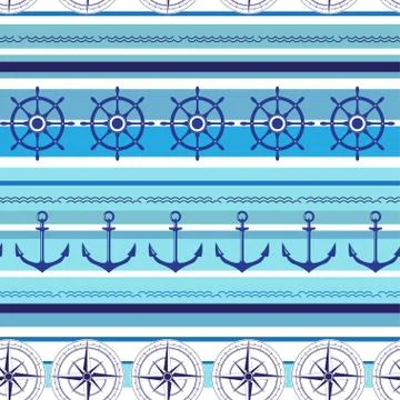 Seamless nautical blue colorful pattern Stock Illustration