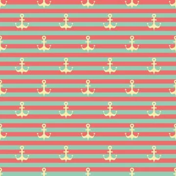 Seamless nautical pattern with anchors Stock Illustration