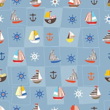 Seamless nautical pattern background Stock Illustration