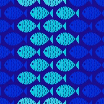 Seamless nautical pattern with fish. Stock Illustration
