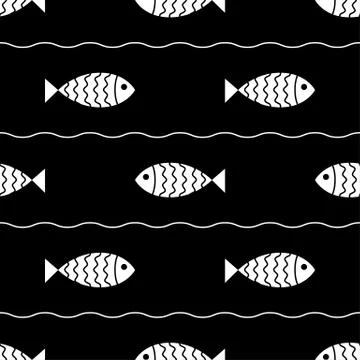 Seamless nautical pattern with fish Stock Illustration