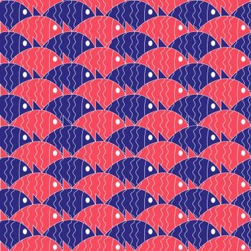 Seamless nautical pattern with fish Stock Illustration