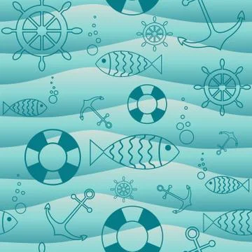 Seamless nautical pattern Stock Illustration