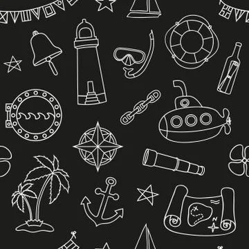 Seamless nautical pattern Stock Illustration