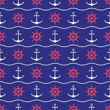 Seamless nautical pattern Stock Illustration