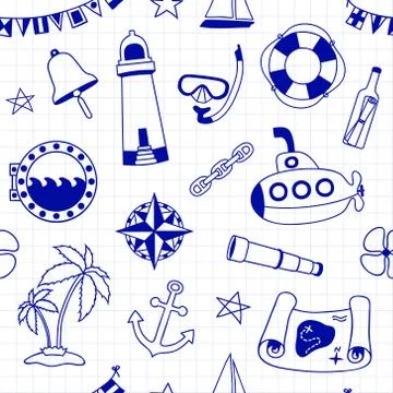 Seamless nautical pattern Illustrazione stock