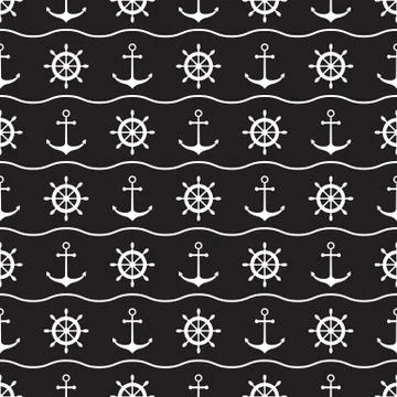 Seamless nautical pattern Stock Illustration