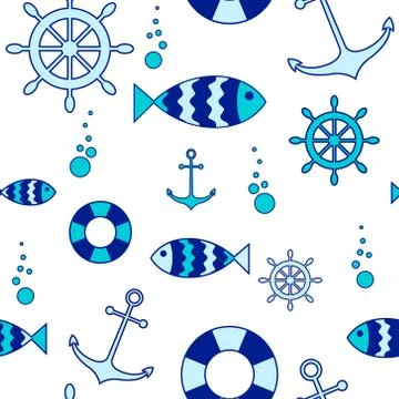 Seamless nautical pattern Illustrazione stock