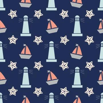 Seamless nautical pattern Stock Illustration