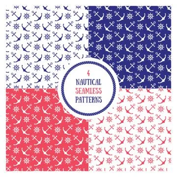 Seamless nautical pattern set Stock Illustration