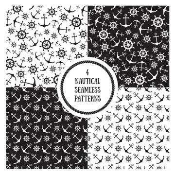 Seamless nautical pattern set Stock Illustration
