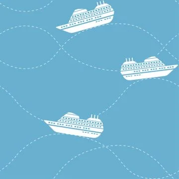 Seamless nautical pattern with ships Stock Illustration