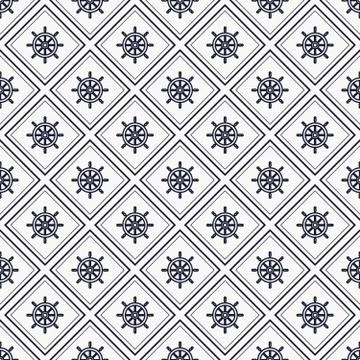 Seamless nautical pattern with steering wheels Stock Illustration