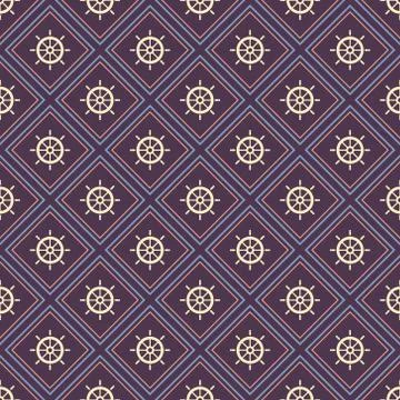 Seamless nautical pattern with steering wheels Illustrazione stock