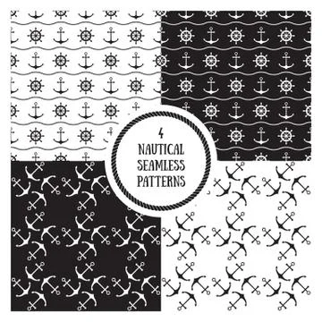 Seamless nautical patterns set Stock Illustration