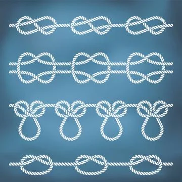 Seamless nautical rope knot borders Stock Illustration