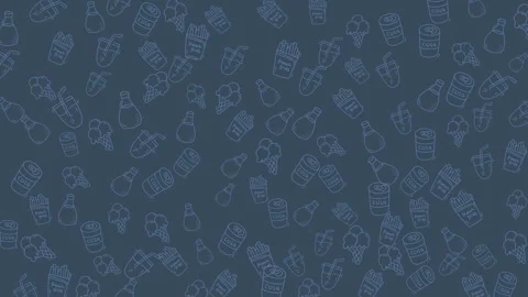Seamless navy blue pattern of hand drawn recyclable bottles and containers .. Stock Footage 333052213