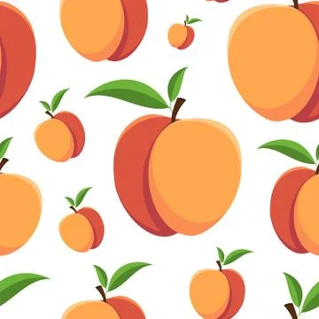 Seamless nectarine pattern on a white background. Bright fruit background Stock Illustration