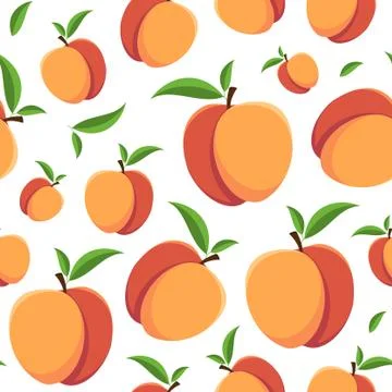 Seamless nectarine pattern on a white background. Bright fruit background Stock Illustration