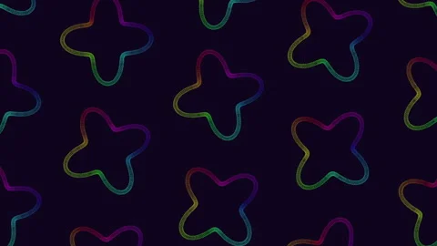 Seamless neon abstract flower pattern on dark background for creative motion Stock Footage 334139577