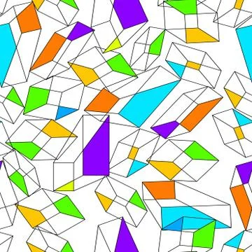 Seamless neon colored boxes on white background. Multicolor geometric shapes. Stock Illustration