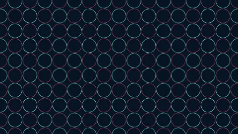 Seamless neon dotted circle pattern background with purple and green lights Stock Footage 333134697