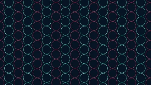 Seamless neon dotted circle pattern background animation, abstract geometry Stock Footage 333782700