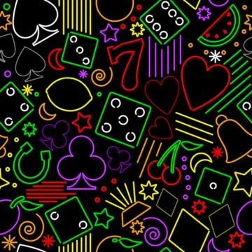 Seamless neon gambling background Stock Illustration