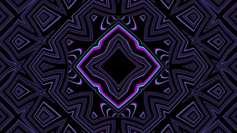 Seamless Neon Geometric Kaleidoscope Pattern Retro Synthwave Loop Stock Footage 340523057