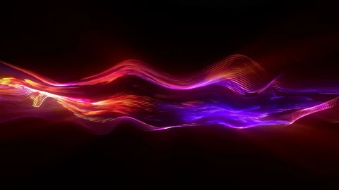 Seamless neon glowing waves. Big data wave of particles. Stock Footage 112220197