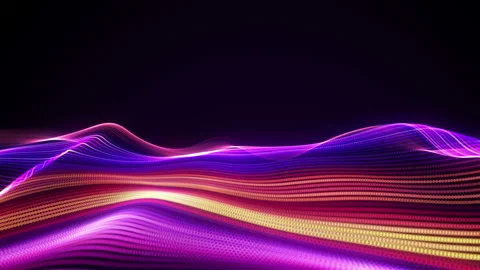 Seamless neon glowing waves. Big data wave of particles. 스톡 동영상 112223338
