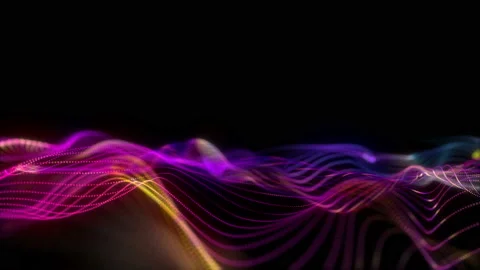 Seamless neon glowing waves. Big data wave of particles Stock Footage 112236571