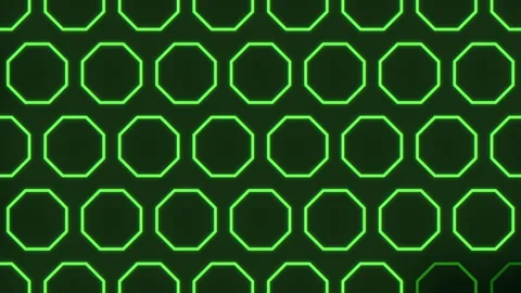 Seamless neon green hexagons pattern on black gradient 스톡 동영상 242449928