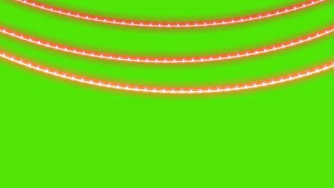 Seamless neon light strings garland border on green screen loop animation Video stock 321009603