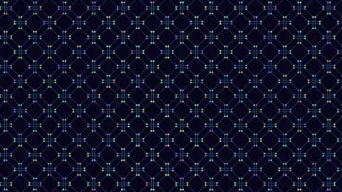 Seamless neon network grid background with connected nodes and geometric pattern Stock Footage 333170830