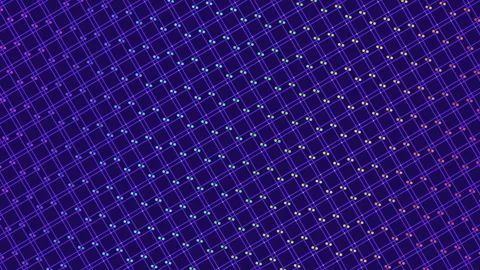 Seamless neon rainbow geometric cubes pattern with dots in rows Video stock 242426546