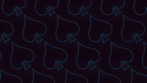 Seamless neon spade suit pattern on dark background for casino and gaming design Video stock 334140224