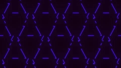 Seamless neon triangle pattern background with purple glowing geometric lines Stock Footage 330087442