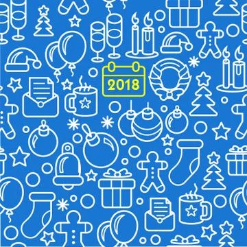 Seamless new year christmas pattern 2018 Stock Illustration