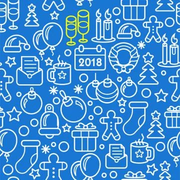 Seamless new year christmas pattern 2018 Stock Illustration