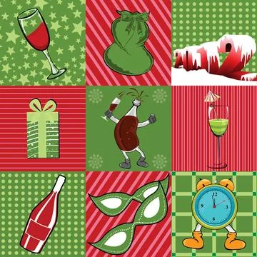 Seamless new year pattern with decorative design elements for New Year &amp; Ot.. Stockillustratie