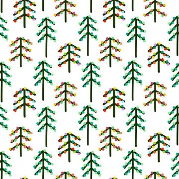 Seamless new year tree pattern in minimalistic style Stock Illustration