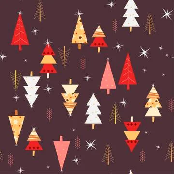 Seamless Night Forest Trees Pattern Illustrazione stock