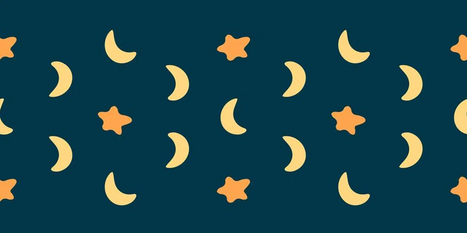 Seamless night sky repeat with moons and stars Stock Illustration
