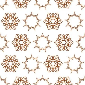 Seamless of nine angle stars and six petal flowers Stock Illustration