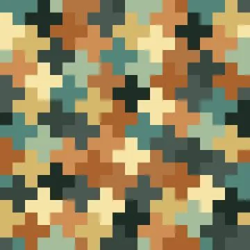 Seamless noise pattern of multicolored pixel crosses Stock Illustration