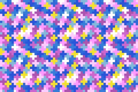Seamless noise pattern of multicolored pixel crosses Stock Illustration