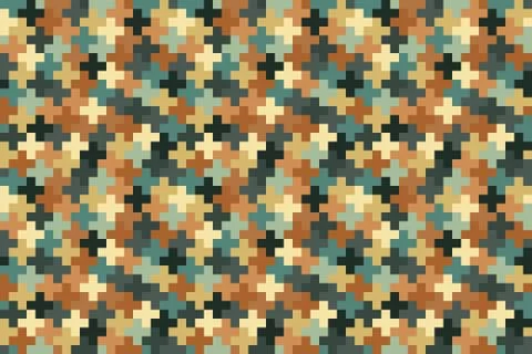 Seamless noise pattern of multicolored pixel crosses Illustrazione stock