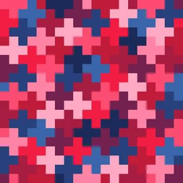 Seamless noise pattern of multicolored pixel crosses Stock Illustration