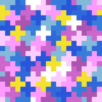Seamless noise pattern of multicolored pixel crosses Stock Illustration
